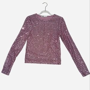 Elodie Lilac Sequin Long Sleeve Party Top Small